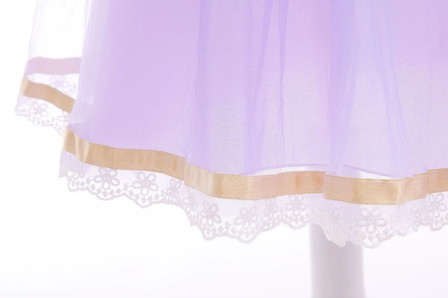 Purple Puff Sleeve Princess Ball Gown with Lace and Sequins
