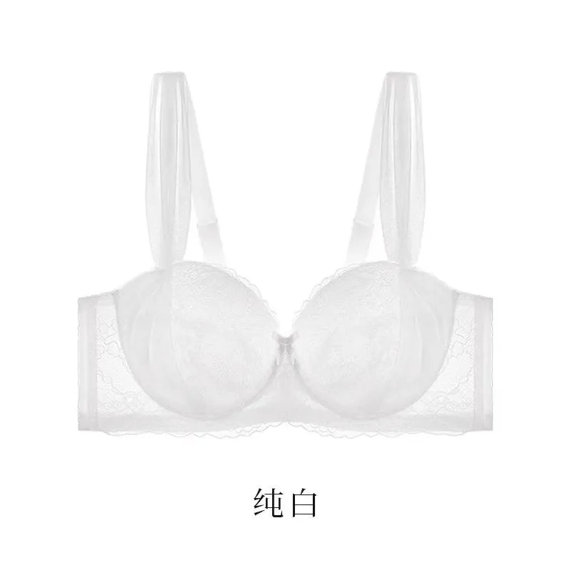 Womens French Lace Underwire Push Up Minimizer Bra