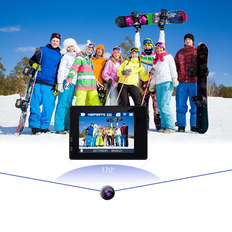 4K WiFi Action Camera with 2 Inch Display and 30M Waterproof Housing