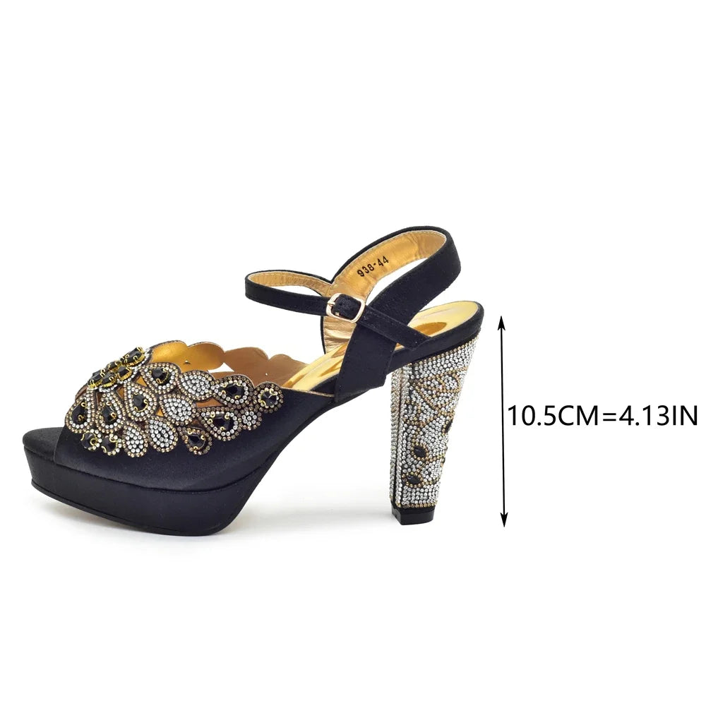 New Design Italian New Party Fashion Color Buckle High Heels Italian Women Pumps Decorated with Rhinestone Luxury Wedding Shoes