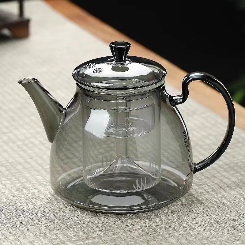 High Borosilicate Glass Teapot with Tea Strainer for Steaming and Boiling