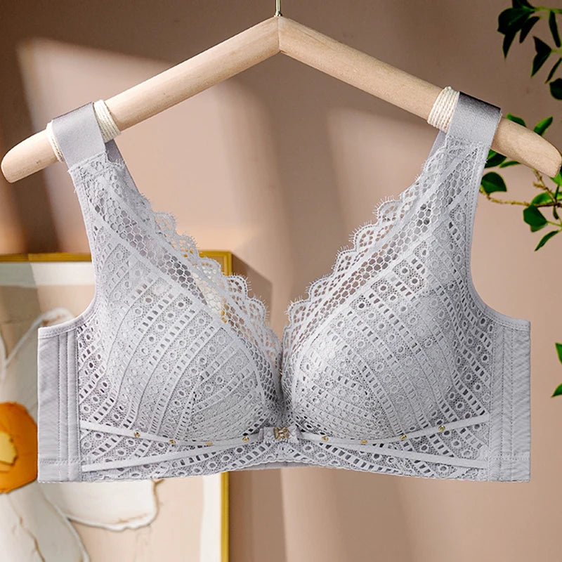 Womens White Lace Full Coverage Push Up Underwire Bra