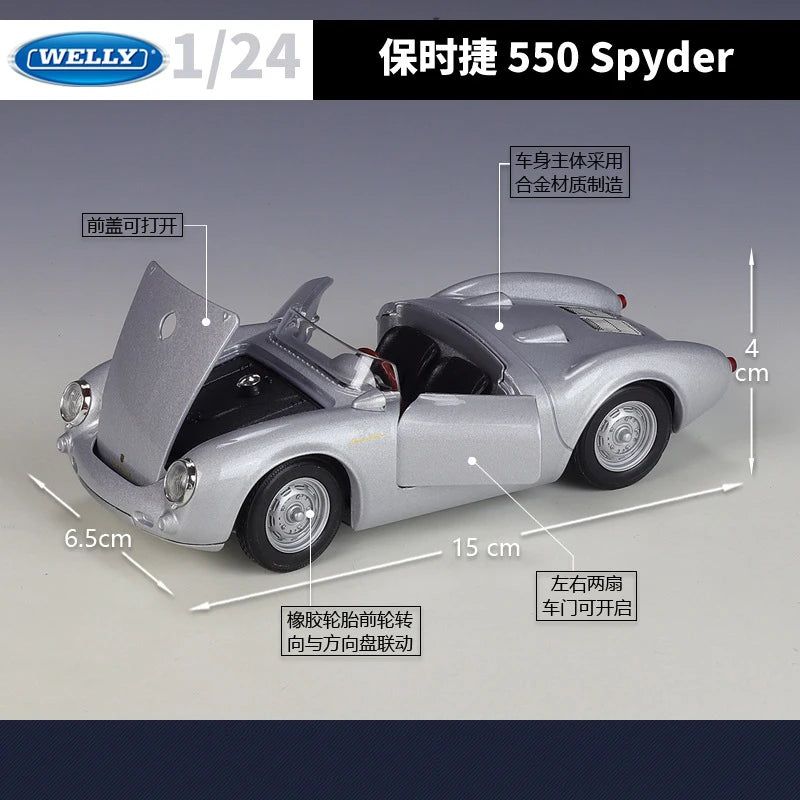 1 24 Scale Porsche 550 Spyder Diecast Model Car