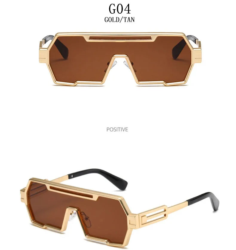 Square Steampunk Metal Sunglasses With UV400 Protection