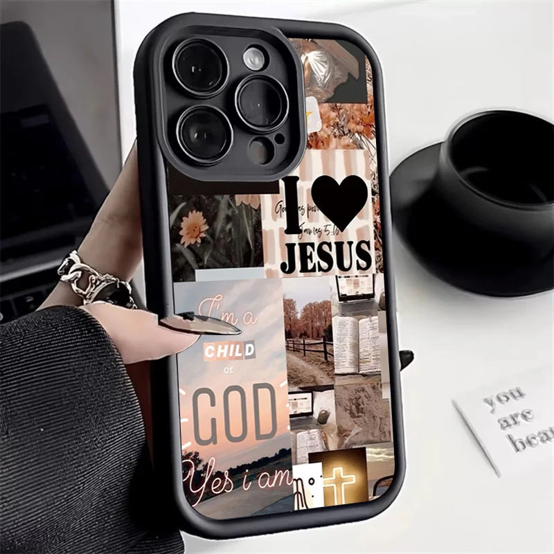 Jesus Collage Pattern Thick Shockproof Phone Case For iPhone 17 16 Pro Max Air 16E 15 14 Cover