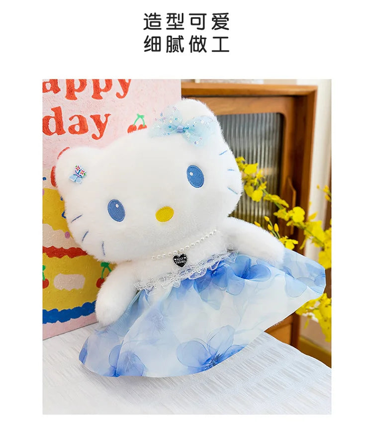Cute Blue Pink Cat Character Plush Stuffed Doll Toy