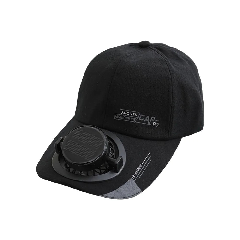 Solar Fan Baseball Cap With Rechargeable Battery