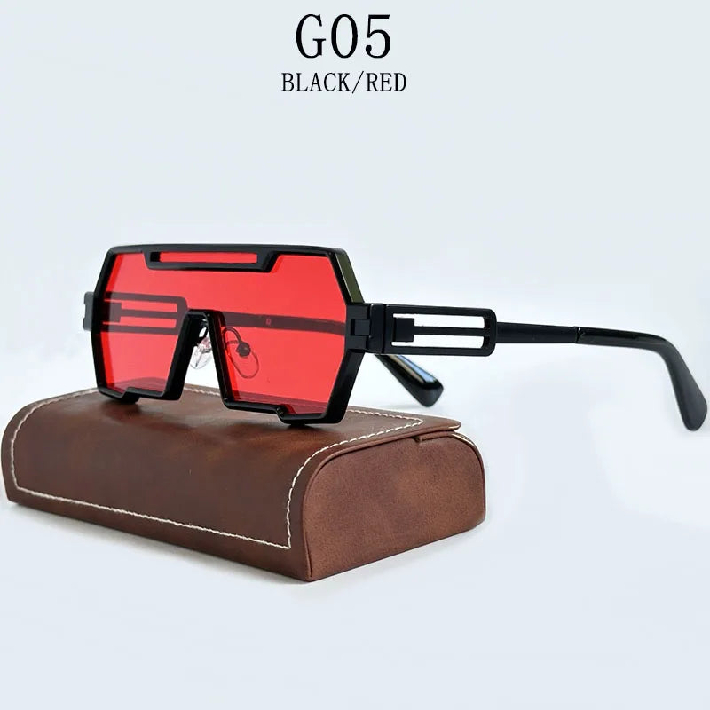 Square Steampunk Metal Sunglasses With UV400 Protection