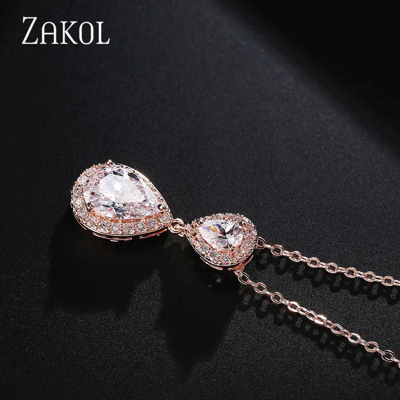 Trendy Water Drop Cubic Zircon Pendants Necklaces