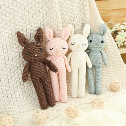 Rabbit Stuffed Plush Toys Baby Cute Bunny Dolls Toy Knitted Bunny Plush Toy Baby Soothing Sleeping Crochet Doll Handmade Figure