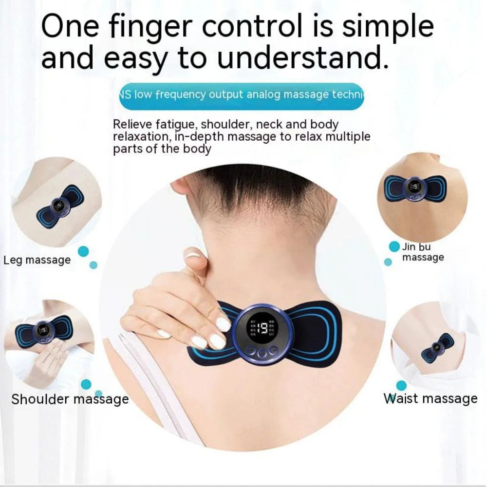 Upgraded Mini Electric Pulse Neck Massager 8 Modes 19 Gears Back Shoulder Muscle Pain Relief Tool Body Massage Relax Fitness Ins