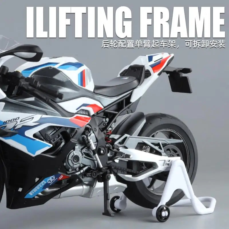 1:9 BMW S1000RR 2024 Alloy Die Cast Motorcycle Model Vehicle Collection Sound and Light Off Road Autocycle Toys Car
