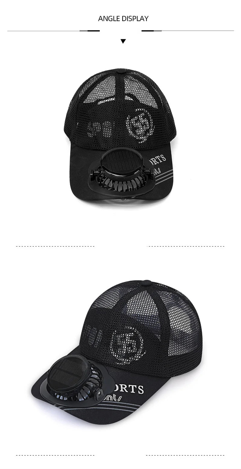 Solar Fan Baseball Cap With Adjustable Fit