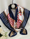 Women Scarf Silk Feeling Hair Neck Square Brand Office bandanna muffler Waiter Flight Attendants Handkerchief Rings wrap