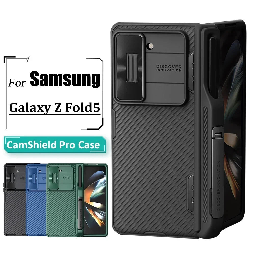 Cam Shield Fold Case For Samsung Galaxy Z Fold5 Case Camera Slider Protection luxury TPU + PC Shockproof Back Cover