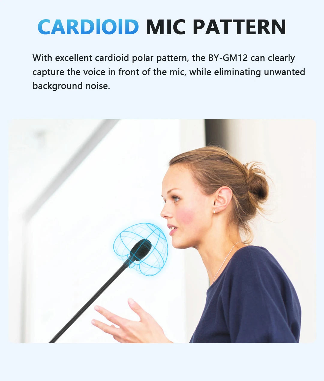 BY-GM12 Desktop Gooseneck Computer Microphone with Base LED Indicator for Meetings Video Conferences Streaming Lectures