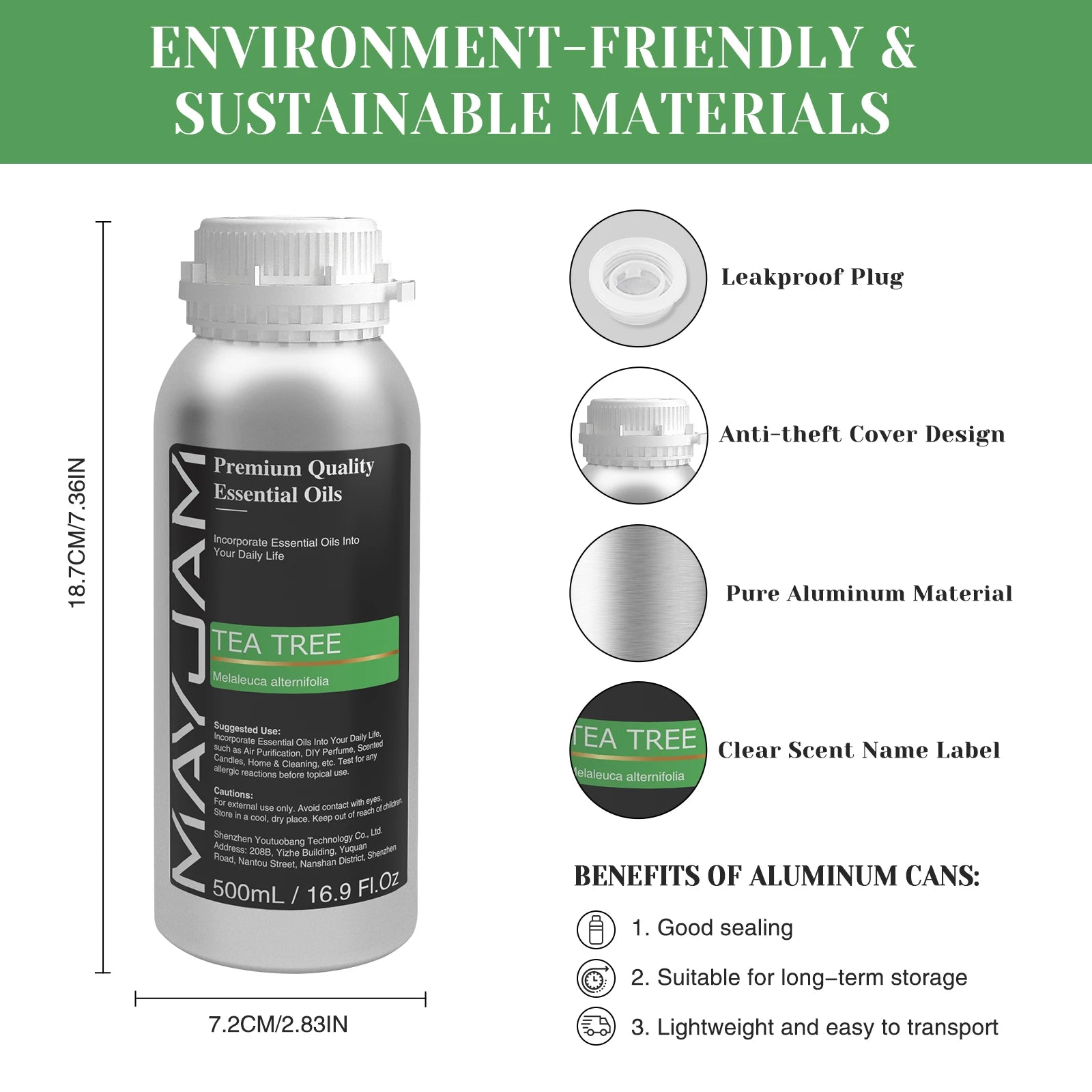 500ML Pure Natural Essential Oil For Humidifier Diffuser Jasmine Lavender Vanilla Eucalyptus Bergamot Lemon Aroma Oils