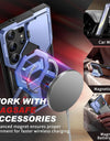 For Samsung Galaxy S24 Ultra Case with Tempered Glass Screen Protector Built-in Ring Stand Magnetic MagSafe Phone Case Protect