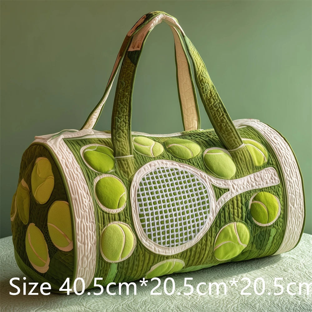 Tennis Racket 3D Printed Quilted Duffel Bag Large Capacity Sports Travel Gym Bag Fashion Weekender Overnight Bag for Men Women
