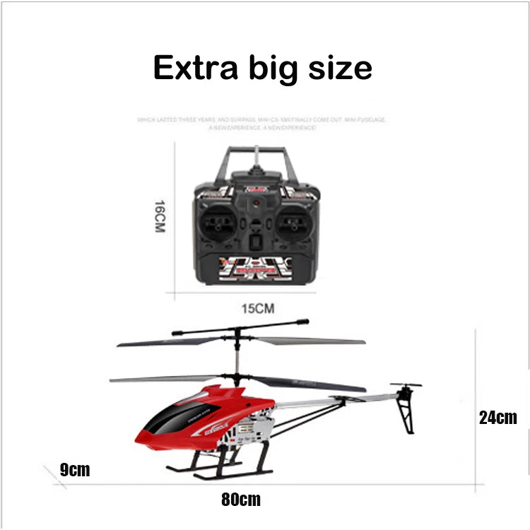 Rc Helicopter With Remote Control Extra Durable Big Plane Toy For Drone Model Outdoor 3.5CH 80cm Aircraft Large Helicopter