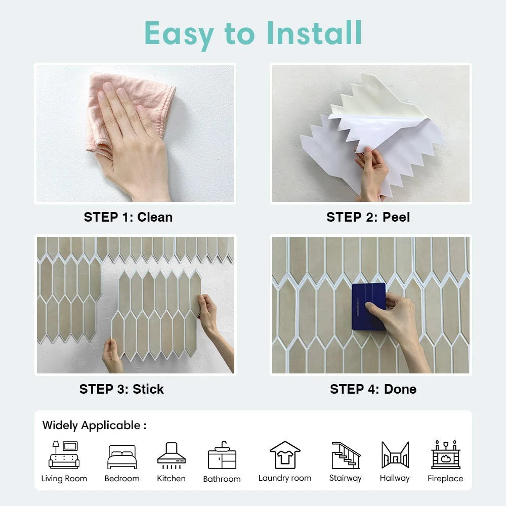 10pcs Decorative 3D Wall Panel Peel and Stick Tile Sticker Self Adhesive Kitchen Tile Backsplash Bathroom Wall Sticker 30x30cm