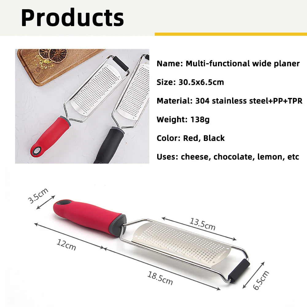 304 Stainless Steel Cheese Shaver Manual Lemon Garlic Grater with Long Handle Vegetable Slicer Kitchen Tool Mill Cheese Grater