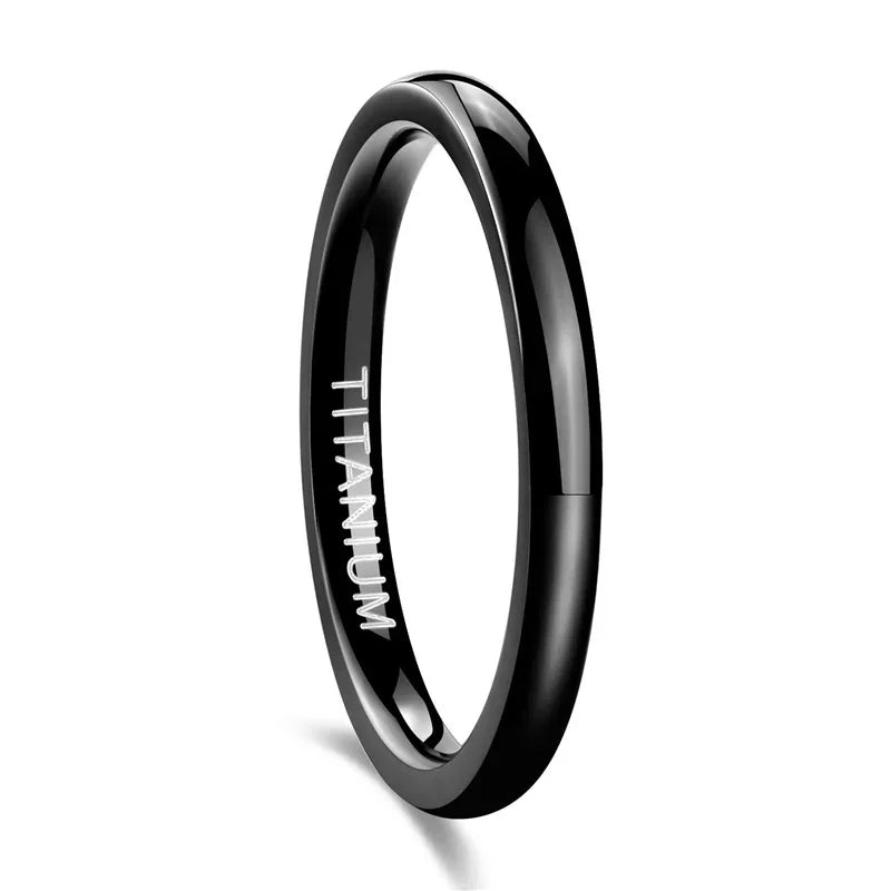 2/4/6/8mm Mens Wedding Band Polished Women Titanium Simple Engagement Classic