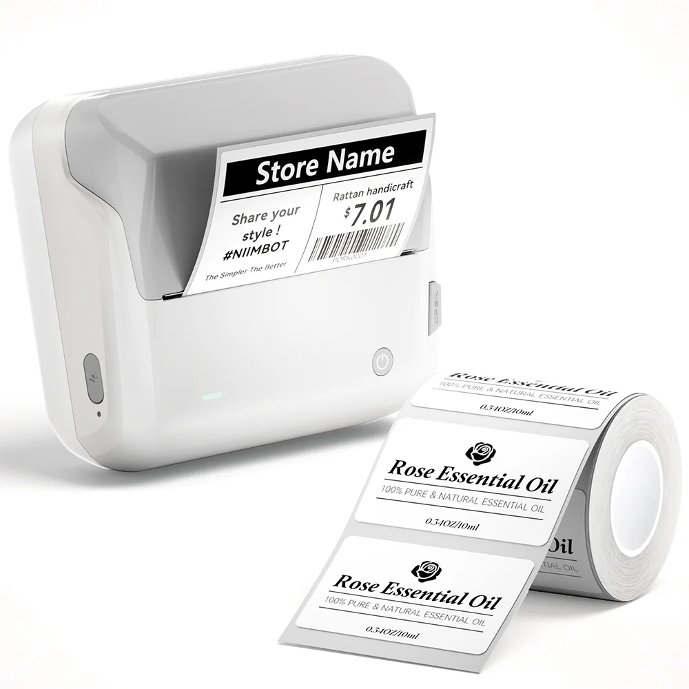 B4 Thermal Label Printer 110mm, Bluetooth Wireless Wide Label Maker, Inkless Barcode & Shipping Label Printer