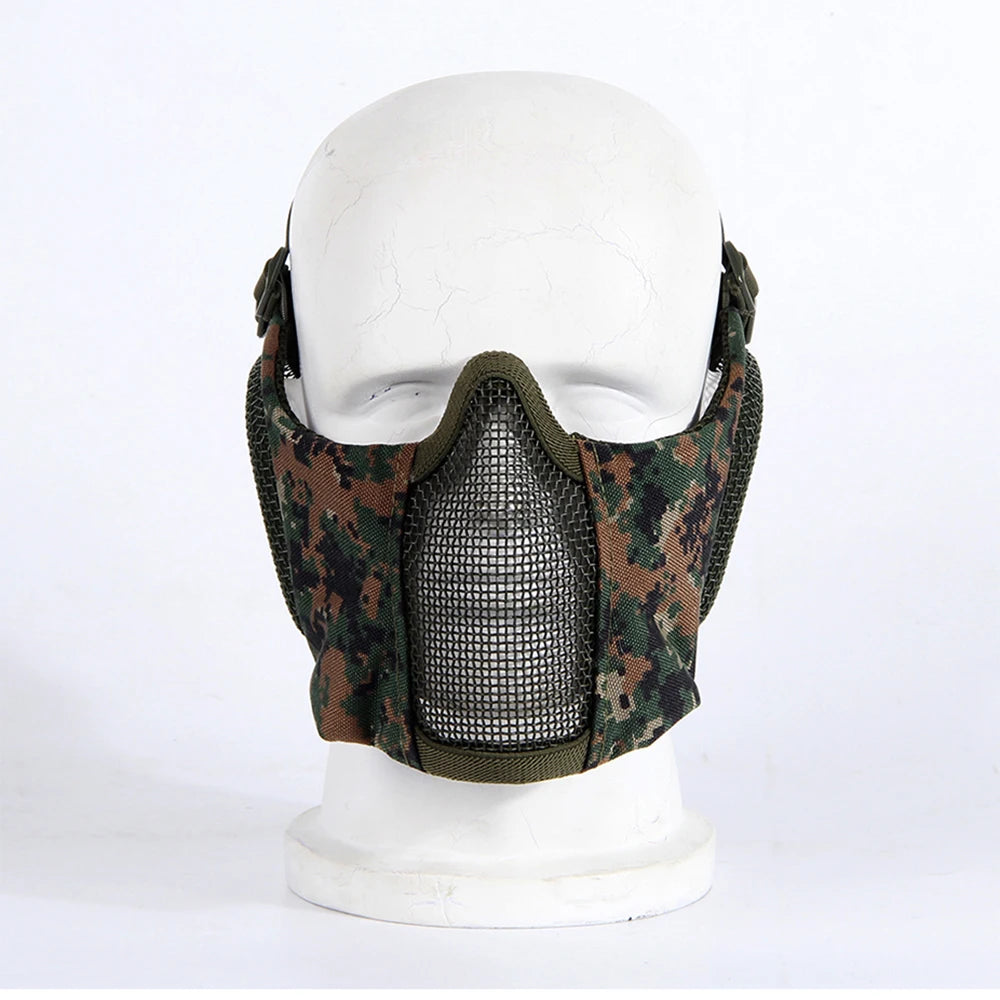 Tactical Airsoft Masks Metal Steel Net Mesh Protect Ears Mask Field Hunting Outdoor War Games Tactical Shooting Paintball Mask