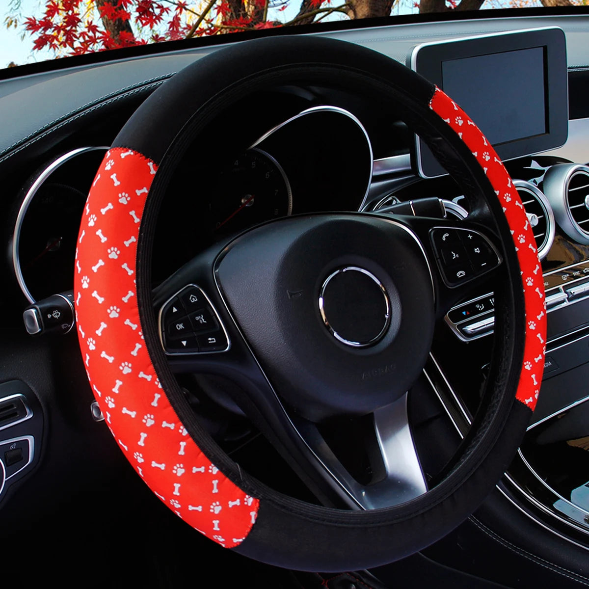 Colourful Fabric Car Steering Wheel Cover 38CM