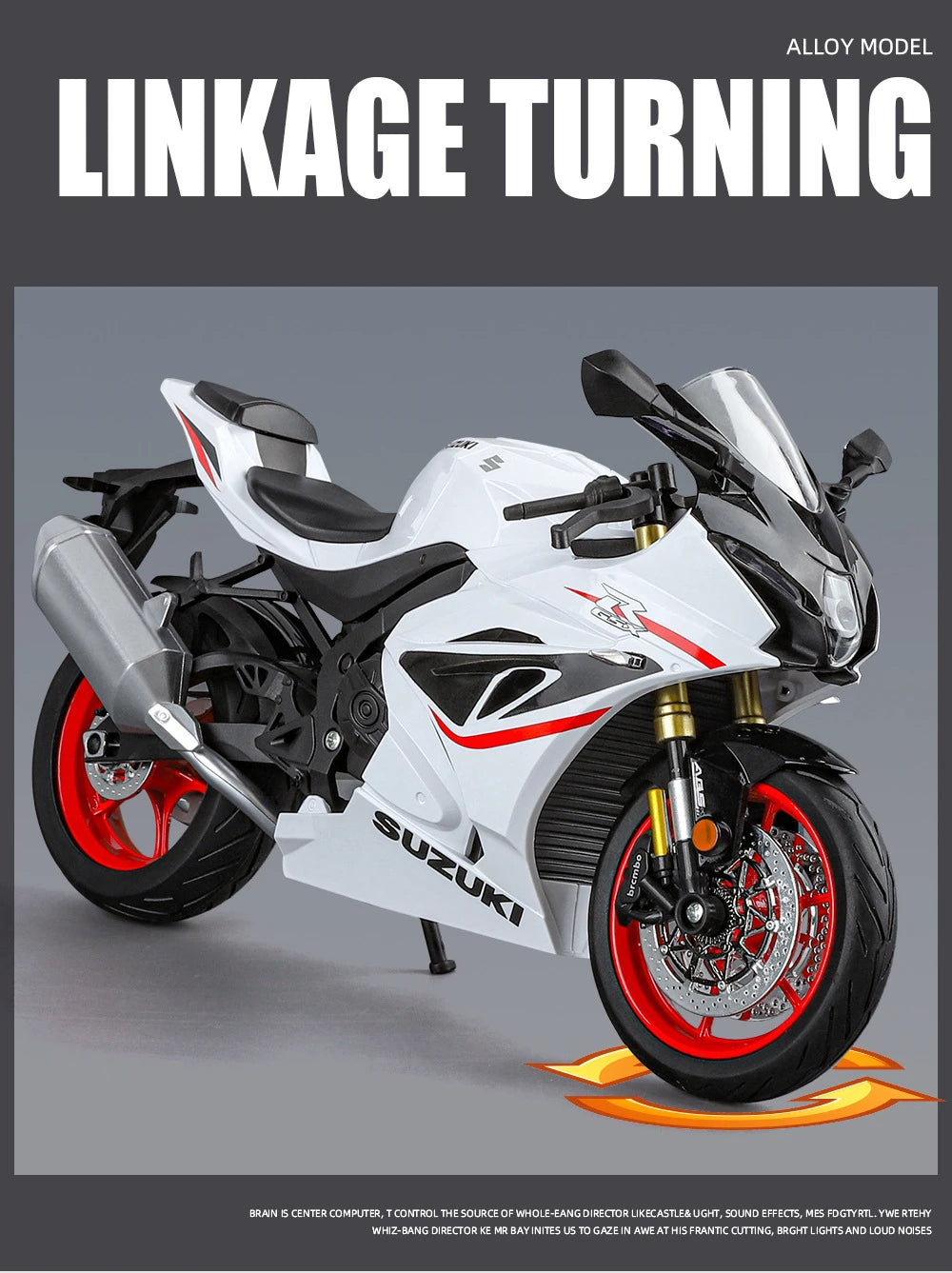 Diecast Suzuki GSX 1000R Racing Motorcycle Model 1 to 9 Scale