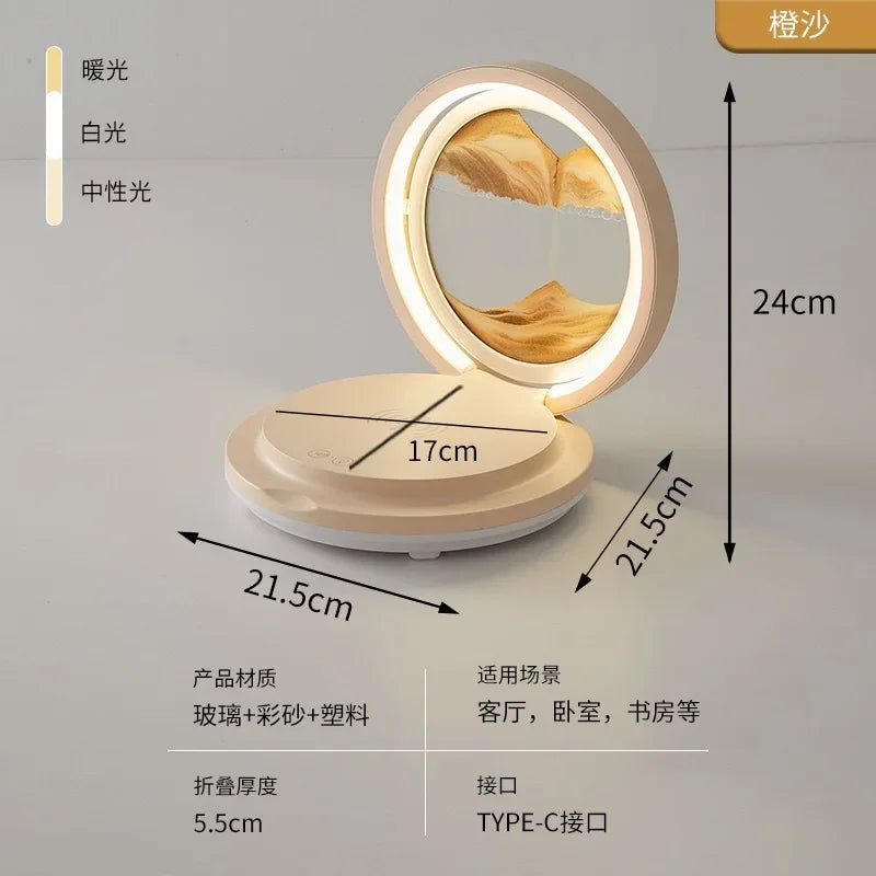 three in one folding sand painting bedside table lamp multifunctional wireles charging Bluetooth sound system music
