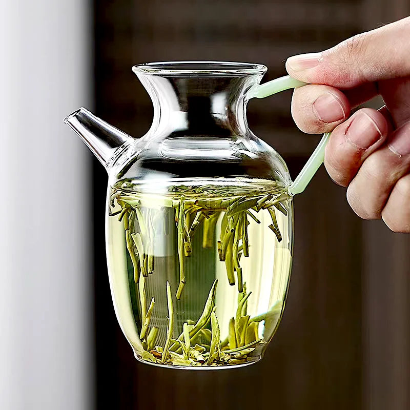 250ml Imitation Jade Handle Glass Teapot