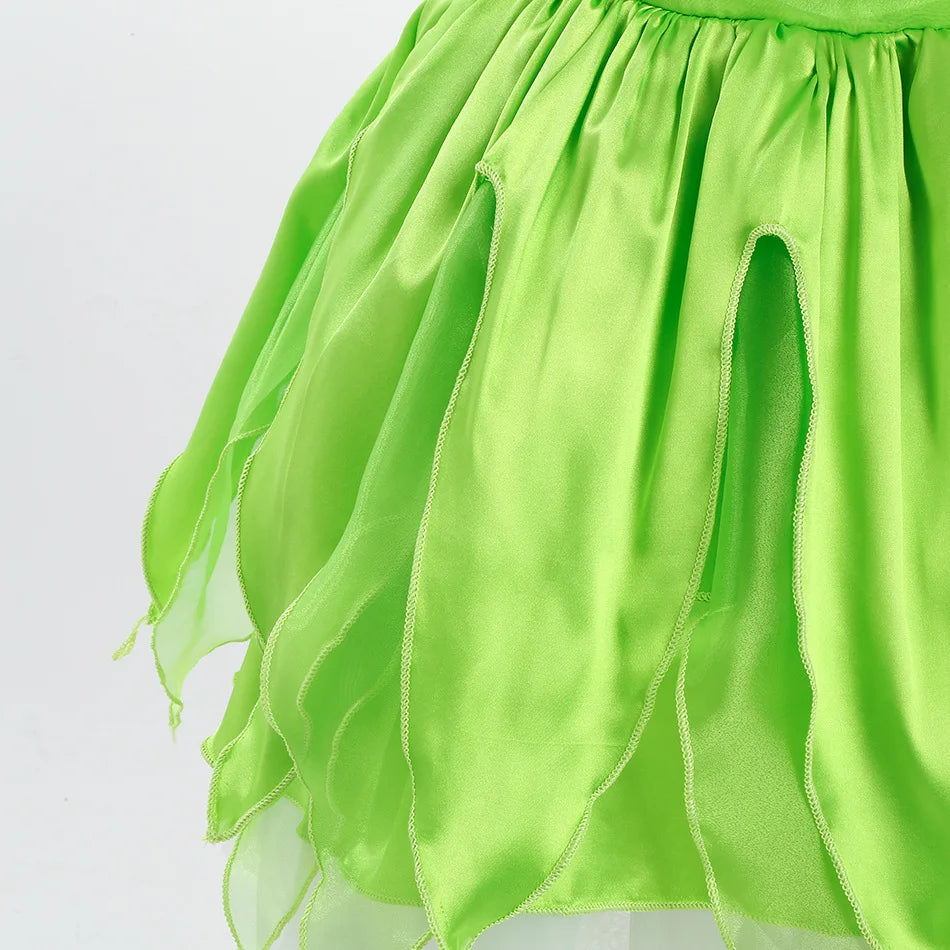 Tinker Bell Costume Kids Green Tinkerbell Fancy Dress Fairy Princess Cosplay Christmas Carnival Party