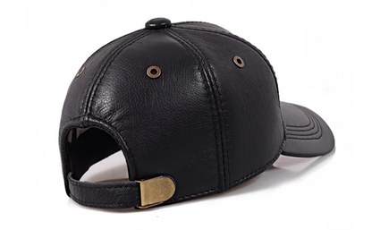 Spring/Winter Man Genuine Leather Baseball Caps Male Casual Cowhide Belt 55-60 Adjustable Sprot Flight Hats Badge