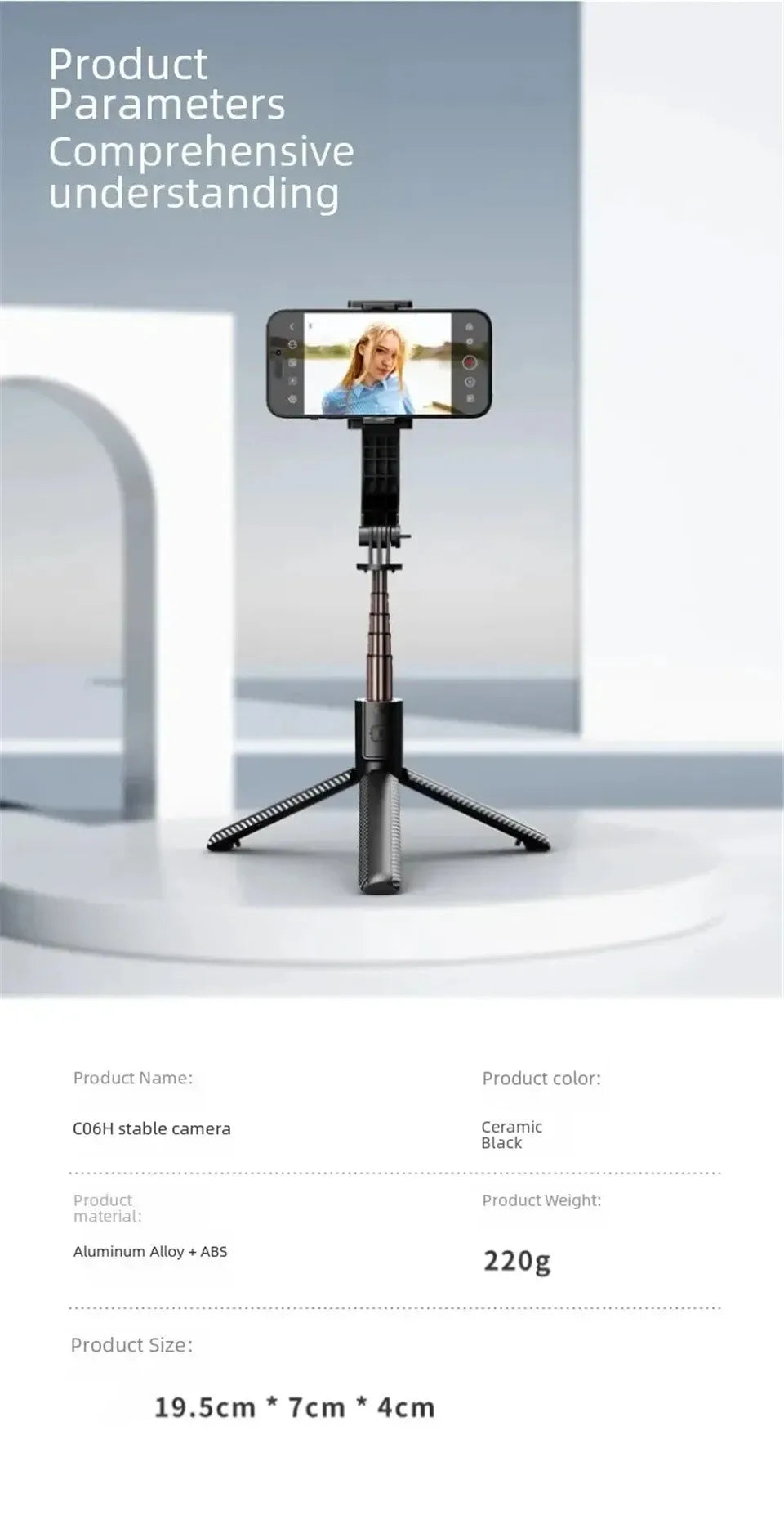 Bluetooth Handheld Gimbal Stabilizer Mobile Phone Selfie Stick Aluminum Alloy Adjustable Tripod for Smartphone Live