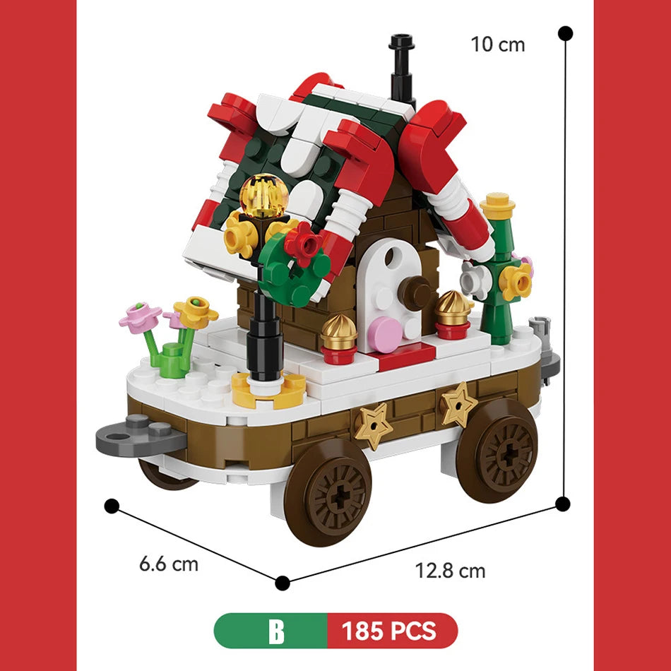 Merry Christmas Train Santa Claus Sleigh Carriage Christmas Tree Building Blocks Assembly Bricks Toys 's Xmas Gifts
