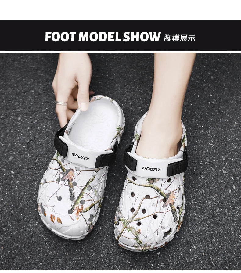 Summer Couples Sandals Men Outdoor Garden Clogs Hole Male Casual Shoes Fashion Water Shoes Comfort Home Soft Slippers