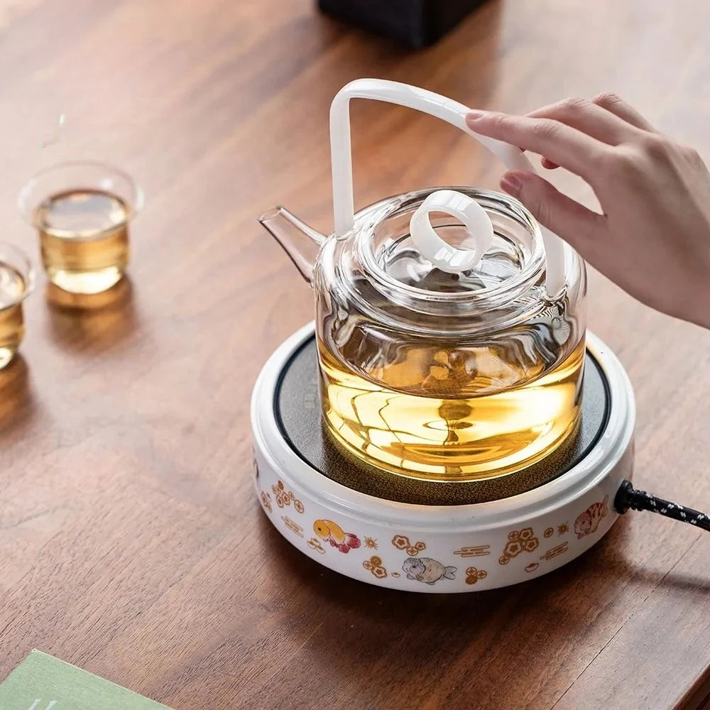Glass Teapot with Infuser and Wood Handle Tea Separation Kettle 850ml