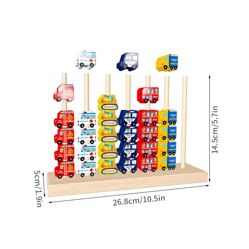 Wooden Colour and Shape Matching Pillar Bead Puzzle