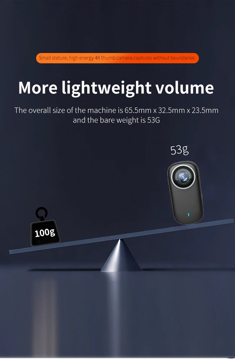 4K WiFi Mini Action Camera Outdoor Sport Thumb Pocket Camera Portable Helmet Motorcycle Camcorder for Vlog Cycling Body Cam