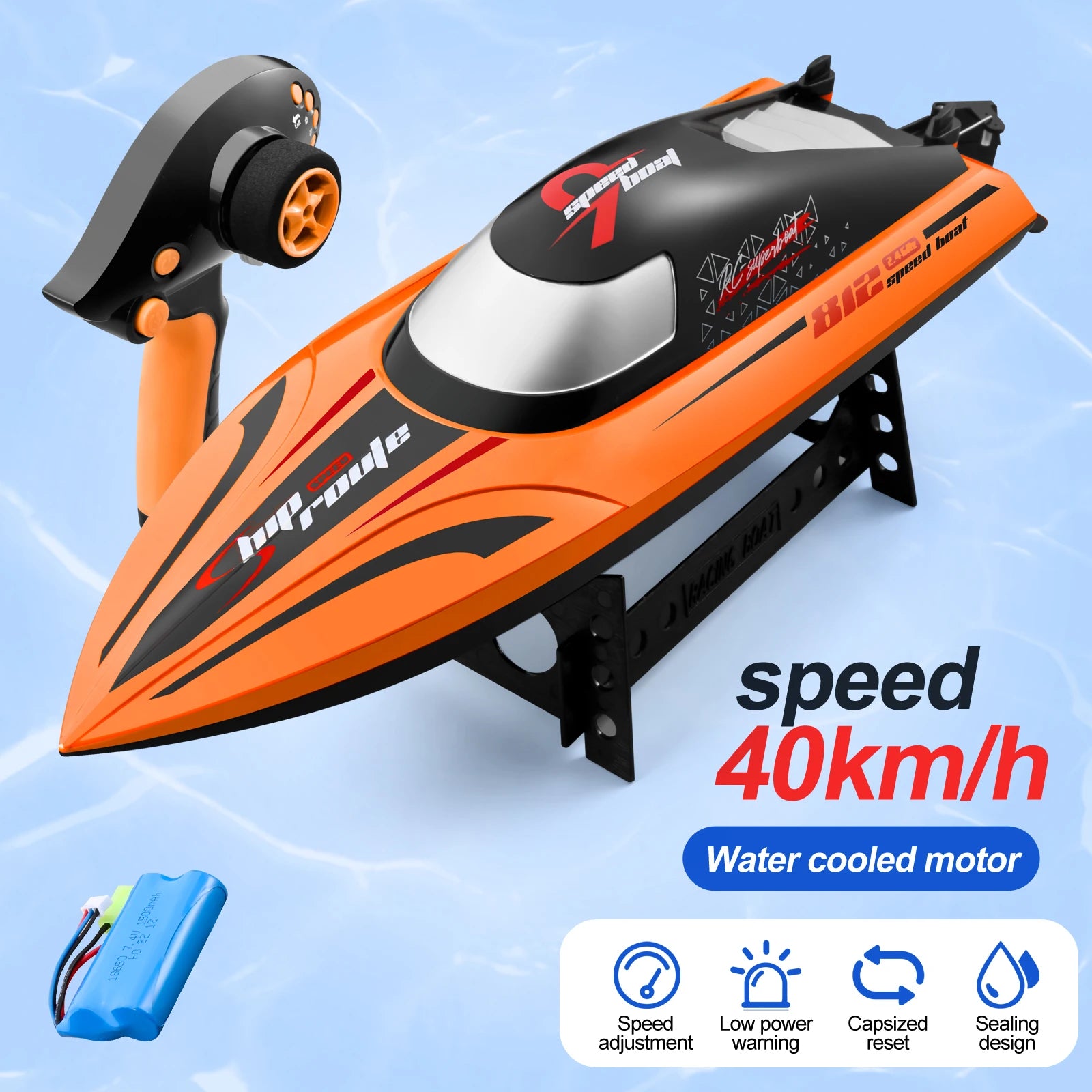Rc Boat Large 48Cm 40Km/h High-Speed Remote Control Speedboat 2.4G Waterproof Electric Racing Ship Water Toys for Boys