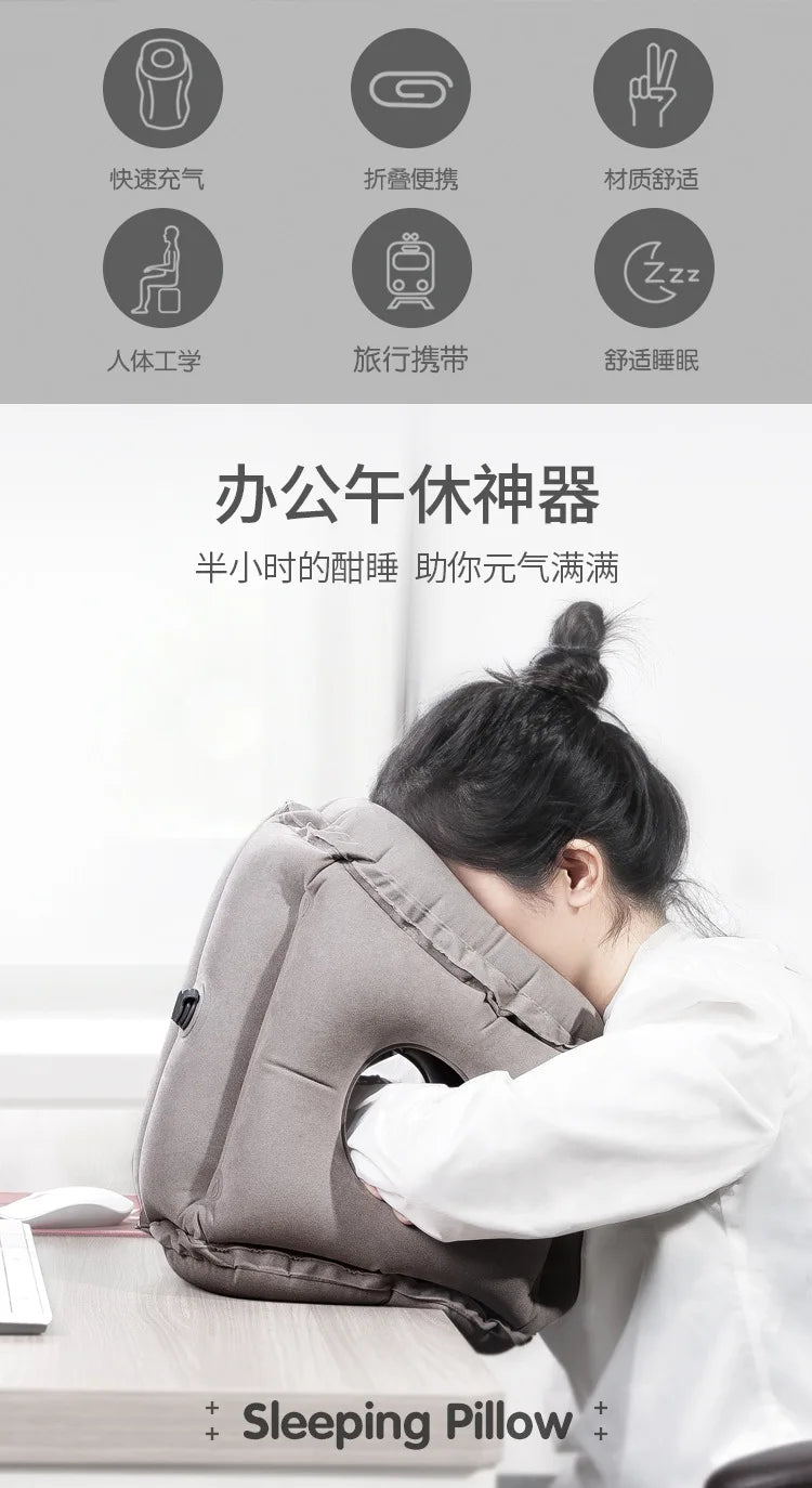 Inflatable Pillow Travel Work Journey Bus Train Airplane Sleeping Neck Pillow Neck Protection Cervical Inflatable Body Pillow