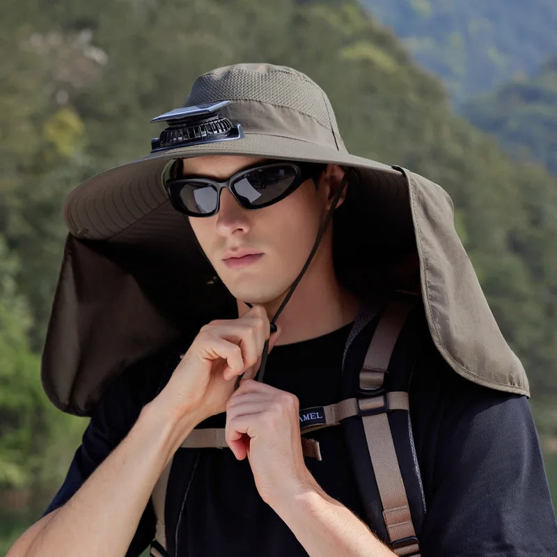Wide Brim Solar Fan Outdoor Sun Hat