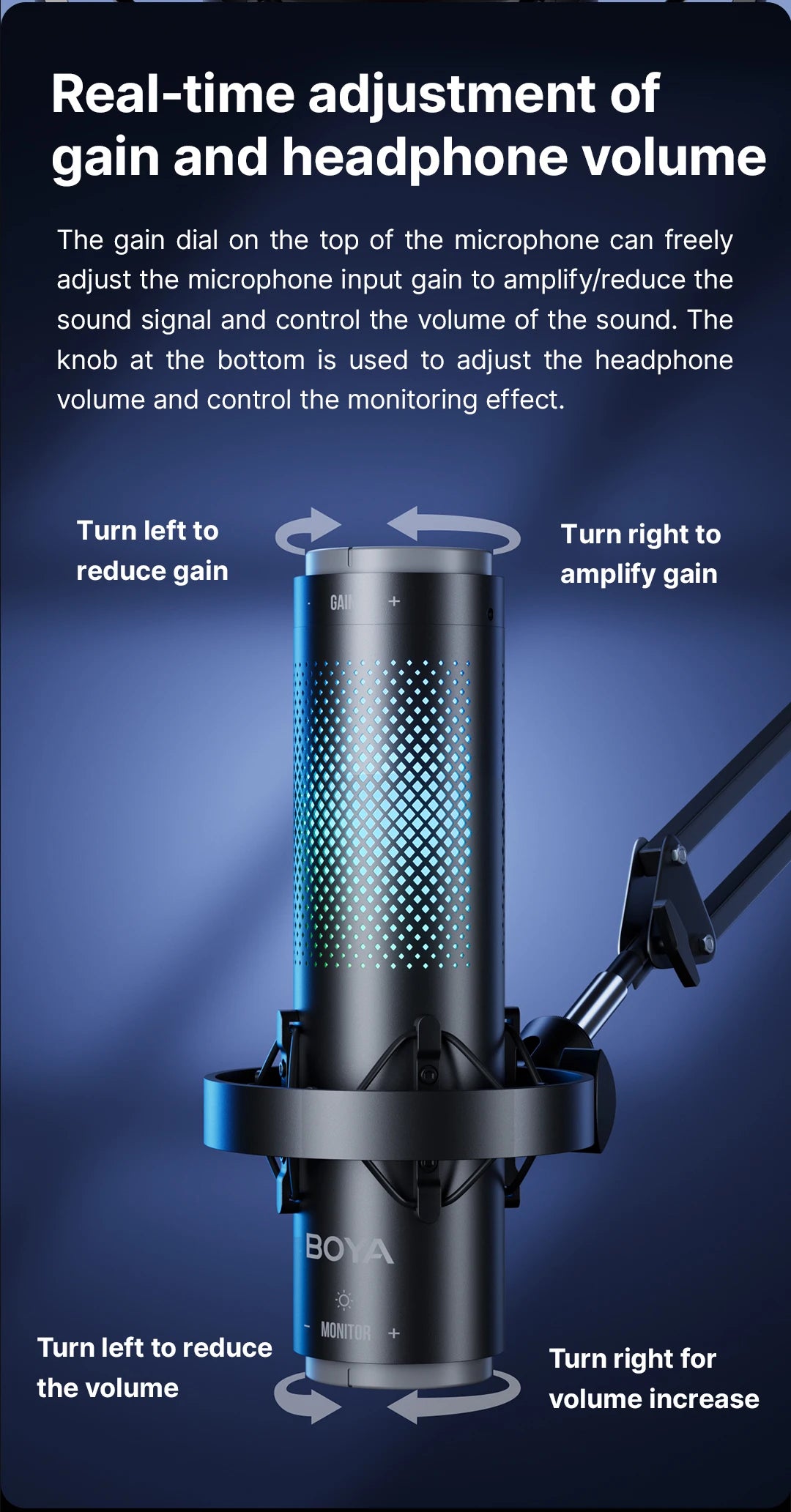 K9 USB Condenser Microphone with RGB Control/Headphone jack/Mute,MIC for PC PS4 PS5 Mac Gaming AmpliGame Youtueb Recording