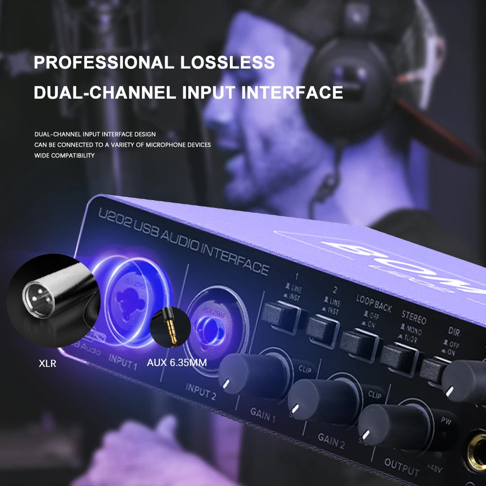 U202P USB Audio Interface with 32 Bit 192kHz Recording and 48V Phantom Power