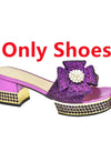 Nigerian Italian Shoes and Bags Set Decorated with Rhinestone Luxury Shoe and Bag Set for Party in Women