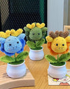 3 Pcs Handmade Crochet Dragon Flower Pot Home Room Decoration Finished Wool Knitting Office Desktop Ornament Christmas Birthday Gifts