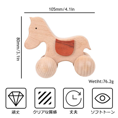 1PC Cute Baby Toys Beech Wooden Animals Dogs Car Cartoon Elephants Montessori Toys For Children Teething Nursing Baby Teethers