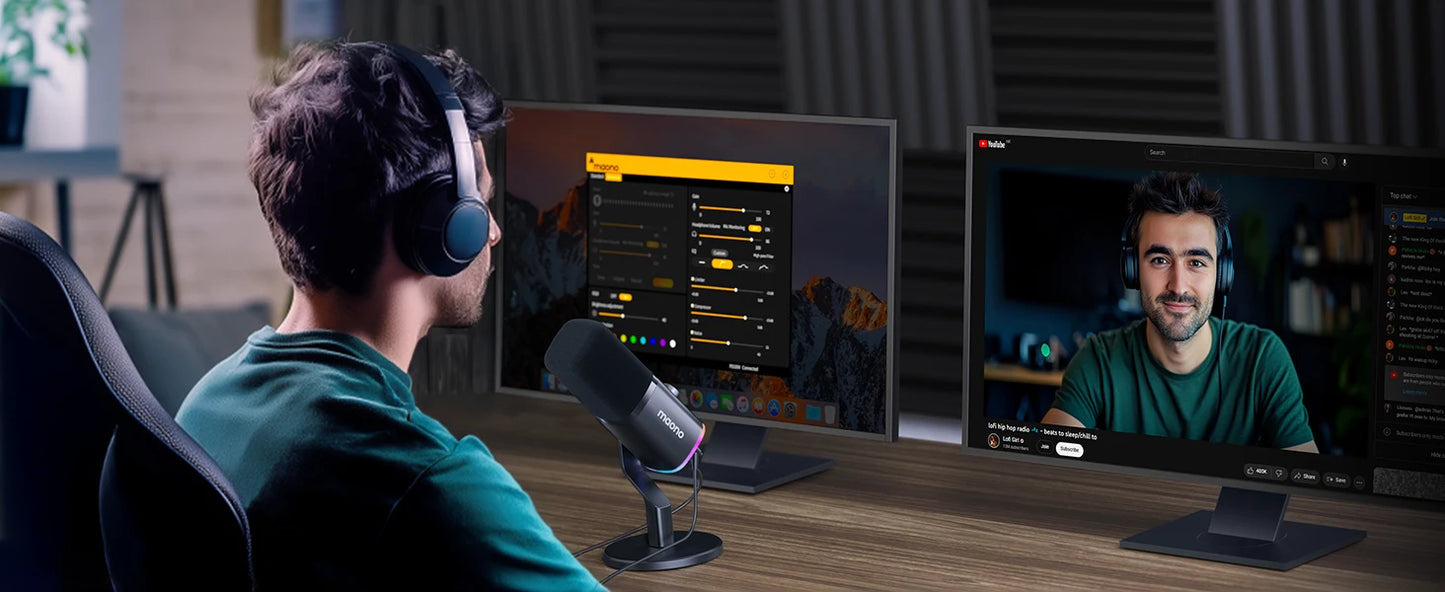 PD100X Dynamic Microphone Software Noise Reduction Included RGB gaming mic Enhances gaming experience Ideal for recording